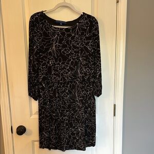 Apt. 9 Black and Gray 3/4 Sleeve Crew Neck Dress